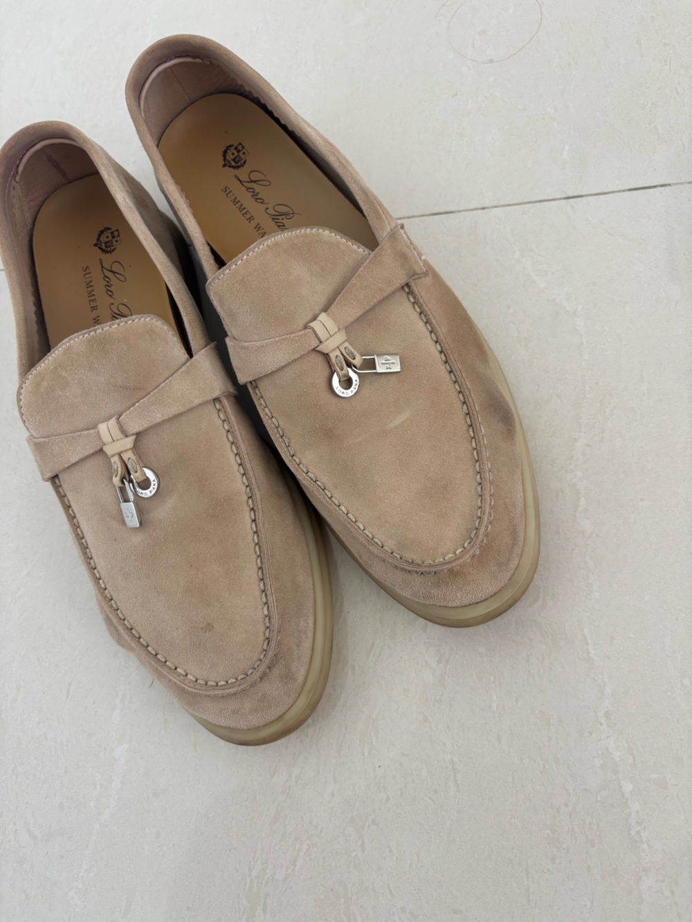 Loro Piana Beige Suede Tassel Loafers